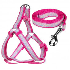 Комплект для животных (шлейка и поводок) Triol "Одуванчики-1", лилово-розовый (400-520х15 мм; 1200х15 мм), цвет лиловый, розовый