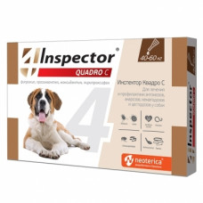 Экопром "Инспектор Quadro" капли от внешних и внутренних паразитов для собак весом от 40 до 60кг(1 пипетка)